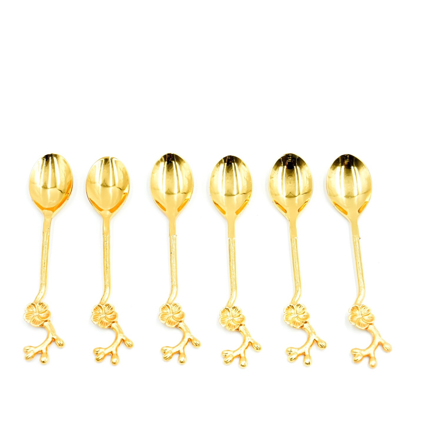 Cd Stainless Steel 6-Piece Spoon Set - Decorative Handle, 13cm
