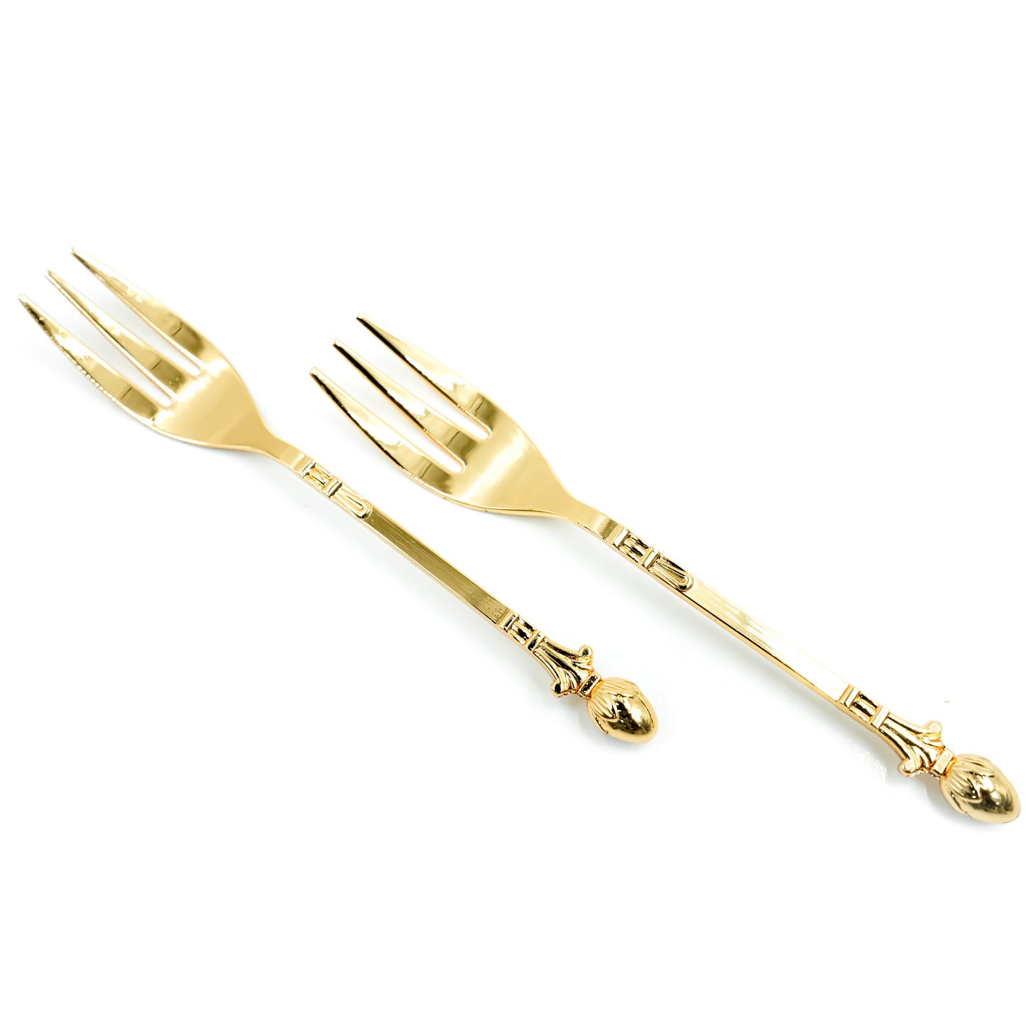 CD-7159 Stainless Steel 6-Piece Fork Set – Gold with Decorative Handle, 15cm