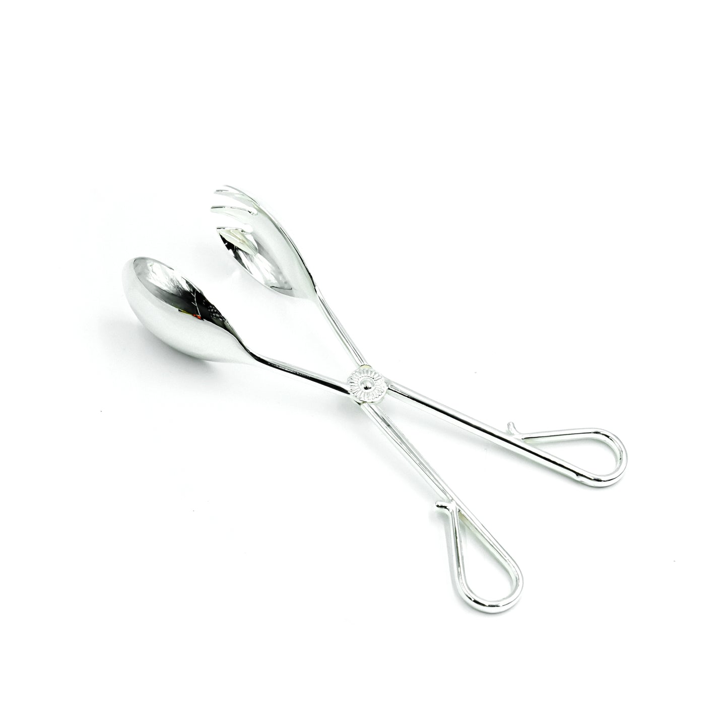 CD-6246 Stainless Steel Salad Serving Tong - Silver with Decorative Handle, 25cm