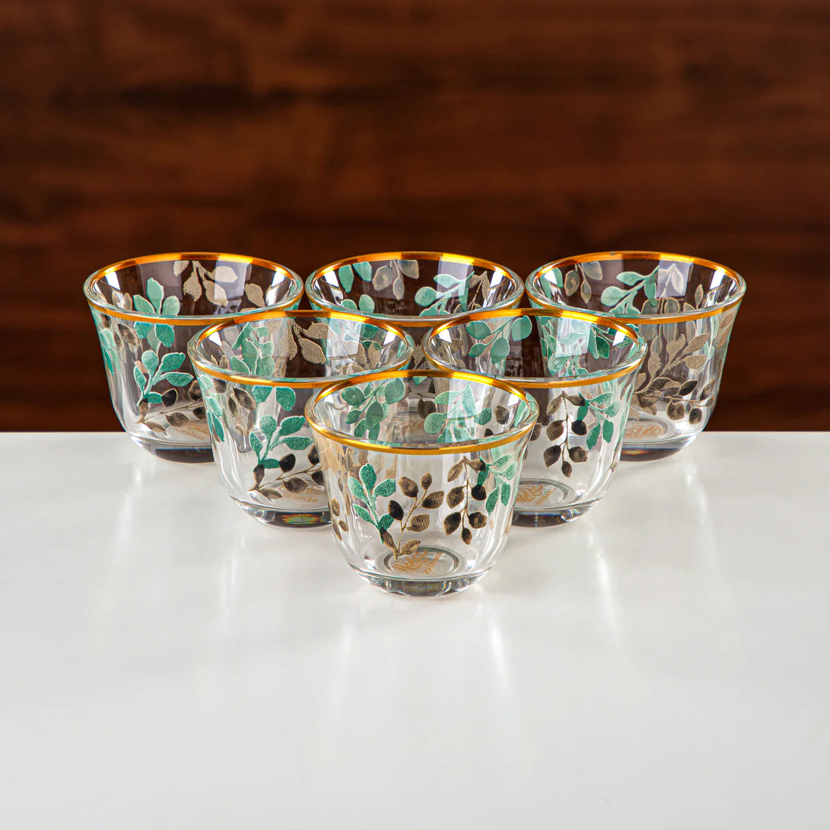 GLS2630068 Tea & Coffee Set 18 Pieces, Glass & Travertine