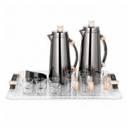Almarjan Tea & Arabic Coffee Serving Set 21 Pieces Gun Black with Marble Siddiq Gifts