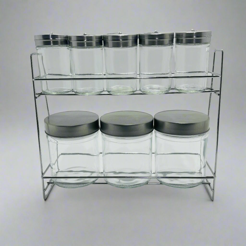 Wy00215 Spice Jar 8Pc Set W/Metal Rack
