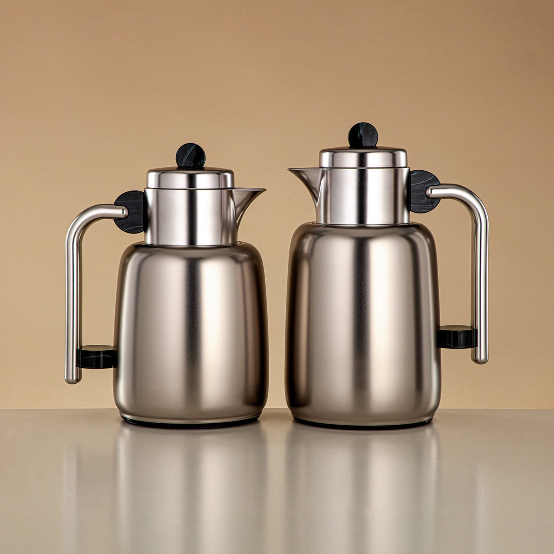 FG808 Vacuum flask Matt Silver & Green Marble 2pc set