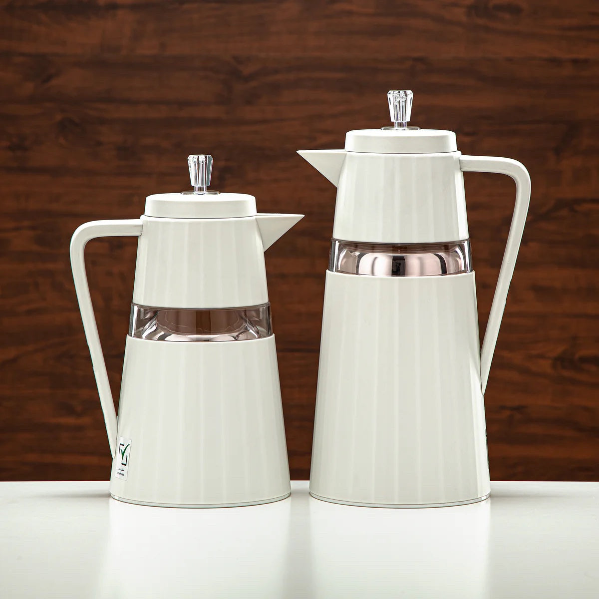 C77-IAC Vacuum Flask 2PC Set (1L + 0.7L) – Ivory Acrylic Finish – Elegant Thermal Bottles for Hot and Cold Drinks