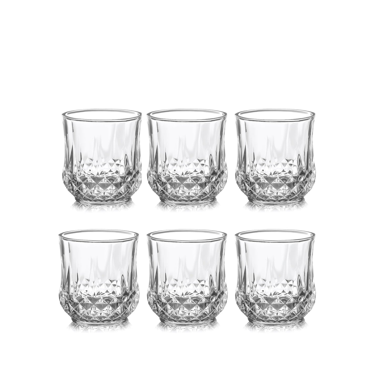 Glass 6-Piece Tumbler Set -290ml - Classic Diamond-Cut Design – Lxzs0602