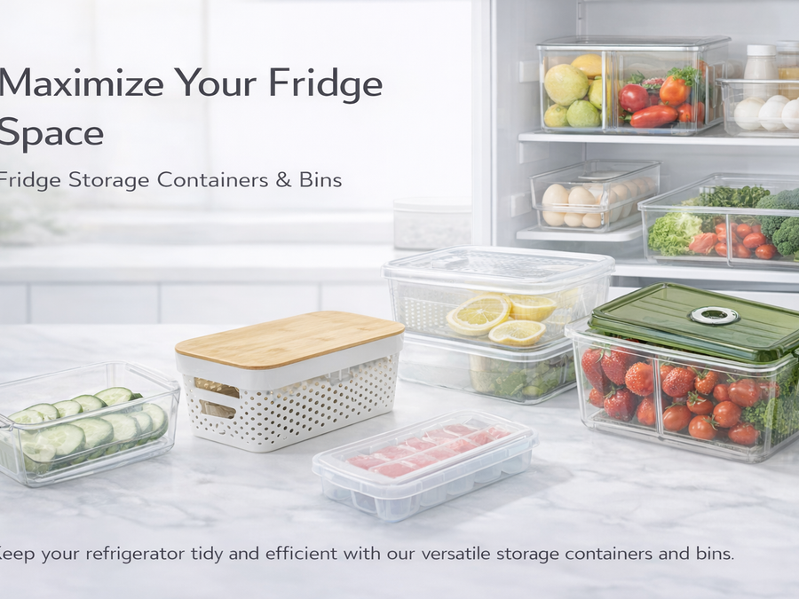 Fridge Organizers and Storage Bins Collection with Clear Stackable Containers for Kitchen Storage