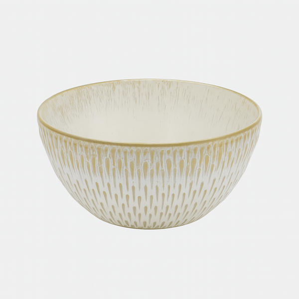 99582-12 – Ceramic Bowl 6 Inches – Ivory White with Textured Vertical Pattern