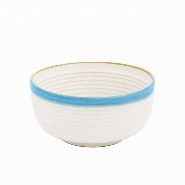 99582-01 – Ceramic Bowl 4.5 Inches – Ivory White with Sky Blue Rim