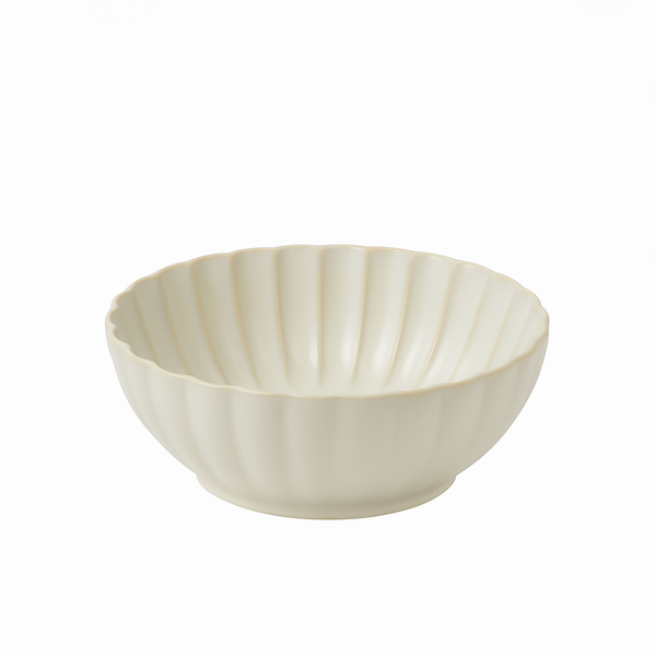 99586-06 – Ceramic Bowl 6 Inches – Ivory White with Fluted Design
