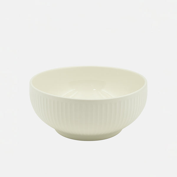 99577-08 – Ceramic Bowl 24.1 cm – Ivory with Vertical Ribbed Texture