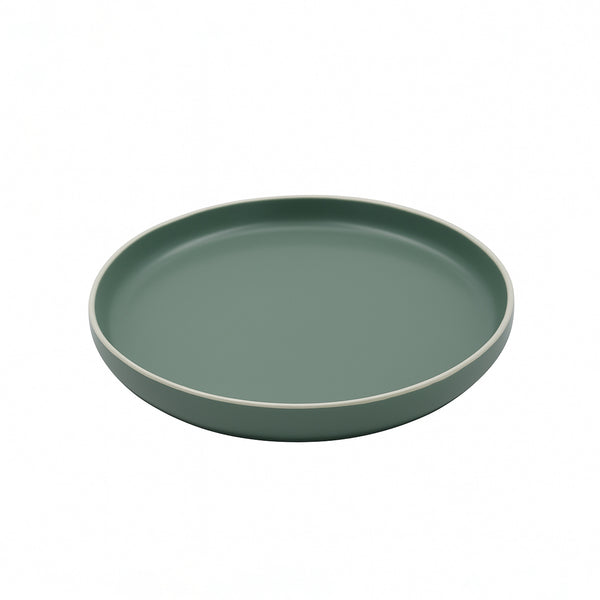 99580-20 – Ceramic Plate 10 Inches – Matte Green with Raised Rim Design