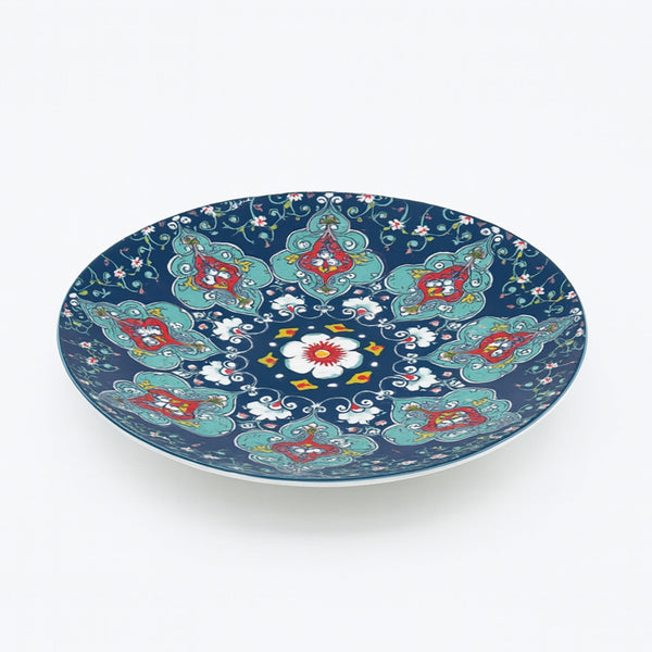 99578-02 – Ceramic Plate 10.5 Inches – Navy with Patterned Surface