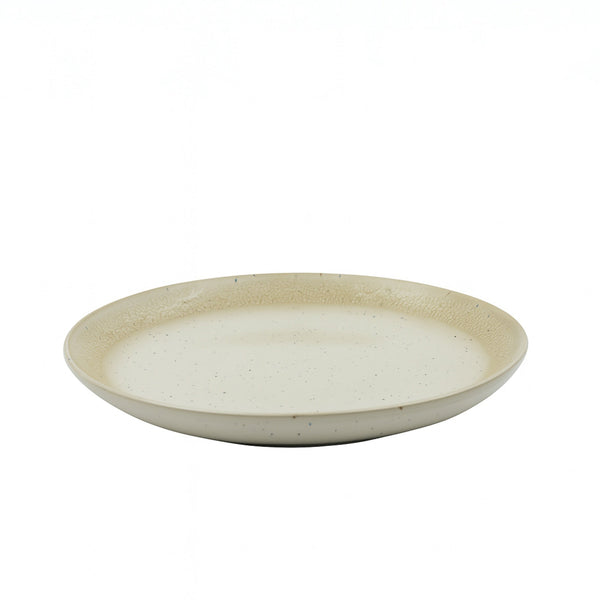 99580-04 – Ceramic Plate 10 Inches – Cream Speckled with Textured Rim