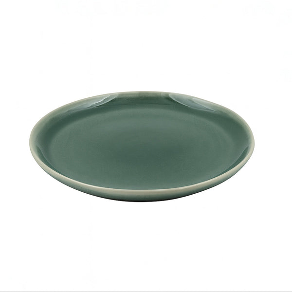 99576-20 – Ceramic Plate 10.5 Inches – Glossy Green with Organic Edge Design