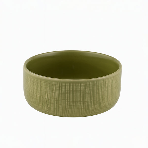 99581-14 – Ceramic Bowl 4 Inches – Olive Green with Textured Finish
