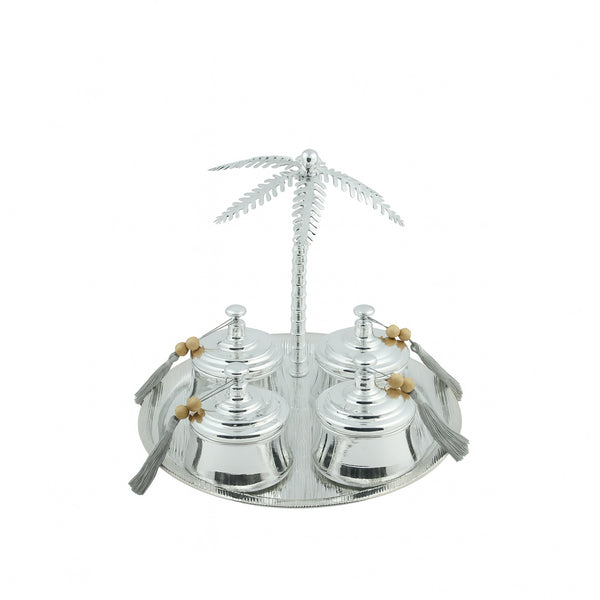 301-38 Nut Bowl Set with Tray – Silver 4-Piece Set