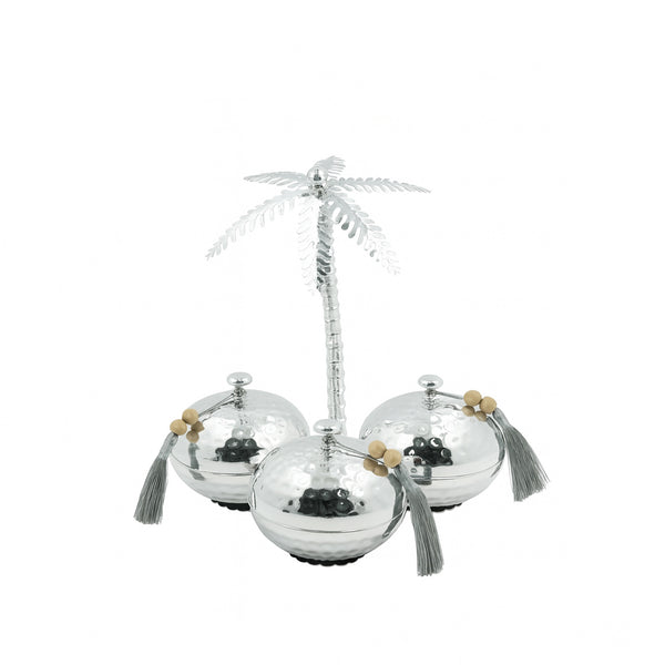 301-37 Nut Bowl Set with Stand – Silver –  3-Piece Set