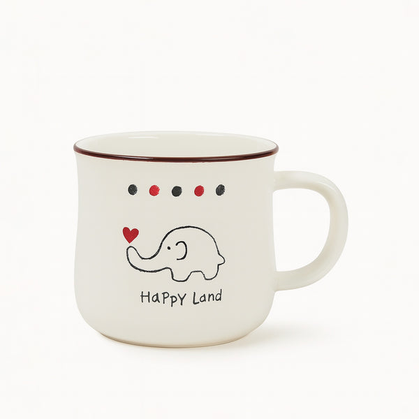 551A-14 Ceramic Mug – Cute Elephant “Happy Land” Print Design