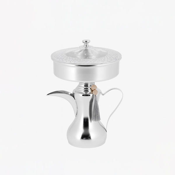 301-47 Footed Tray with Stand – Silver Dallah Design & Glass Dome Cover