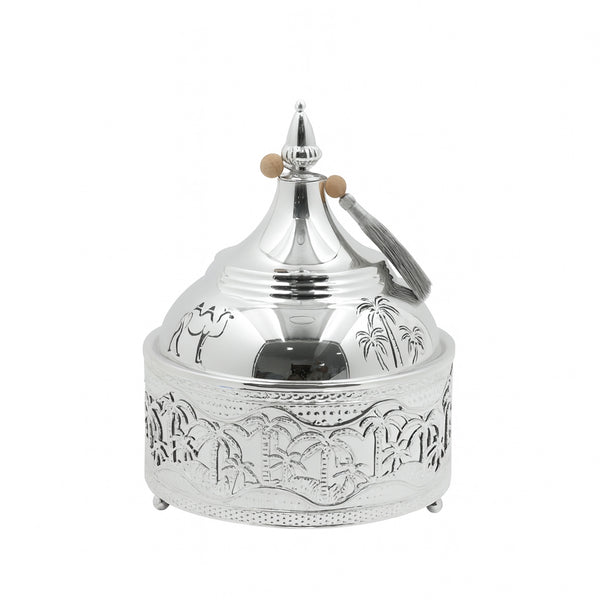 301-45 Tajine with Lid – Silver Palm Tree  Design – 19cm (D)
