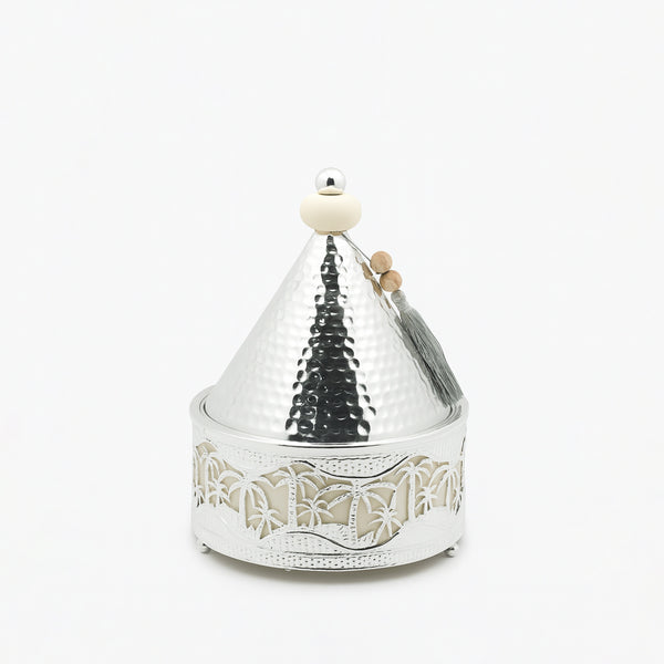 301-42 Tajine with Lid – Silver Palm Tree Design – 23cm (D)