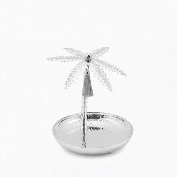 301-40 Fruit Tray – Hammered Silver Palm Tree Design – 28cm (D)