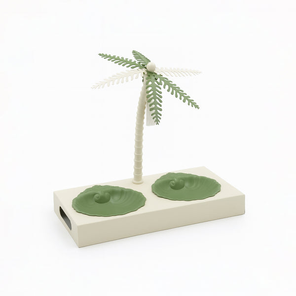 301-25 Sweet Bowl with Stand – 2-Piece Shell Bowls  – Ivory & Green