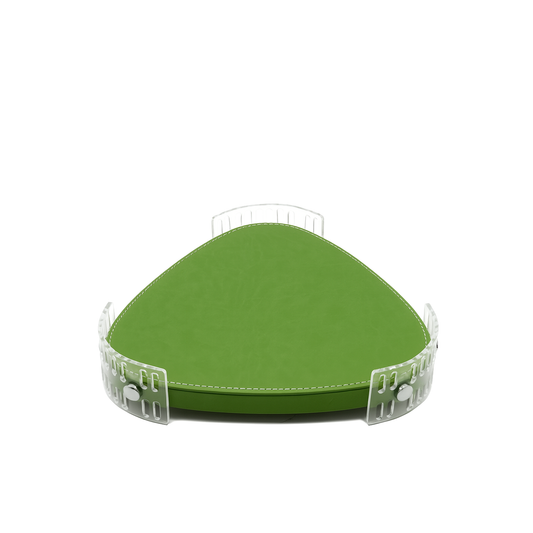TR0044 – Acrylic Triangle Tray with Leather Base 30 cm – Green