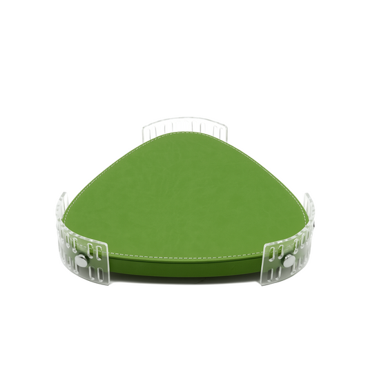 TR0045 – Acrylic Triangle Tray with Leather Base 40 cm – Green