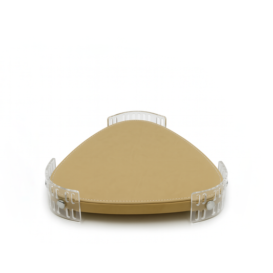 TR0044 – Acrylic Triangle Tray with Leather Base 30 cm – Beige