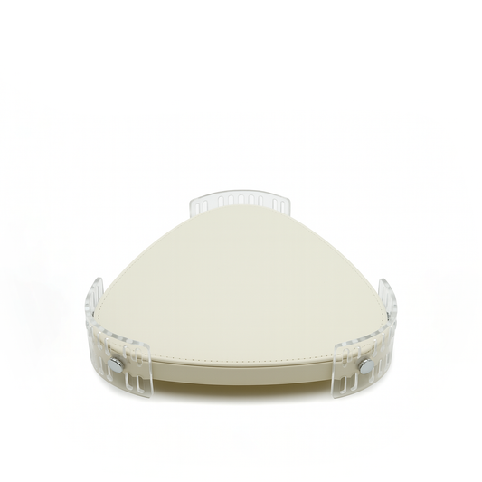 TR0044 – Acrylic Triangle Tray with Leather Base 30 cm – White