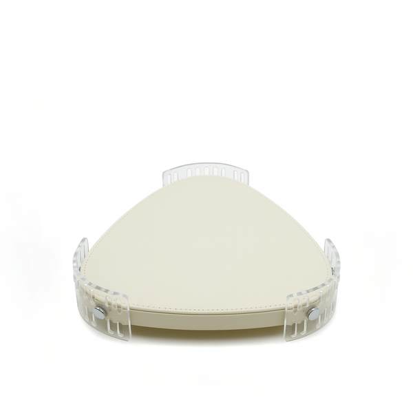TR0044 – Acrylic Triangle Tray with Leather Base 30 cm – White