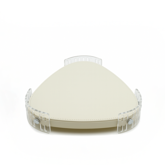 TR0045 – Acrylic Triangle Tray with Leather Base 40 cm – White