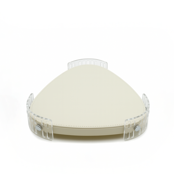 TR0045 – Acrylic Triangle Tray with Leather Base 40 cm – White