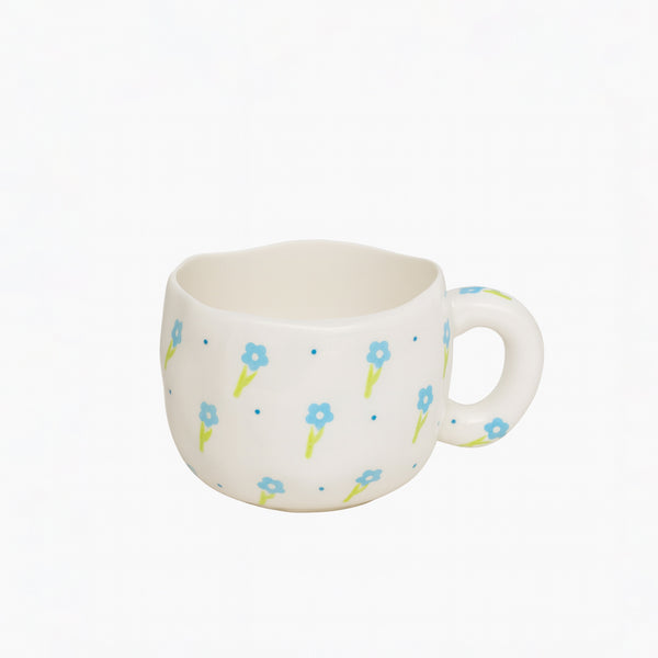 1512-16 Ceramic Cup & Saucer – Blue Daisy Print Design