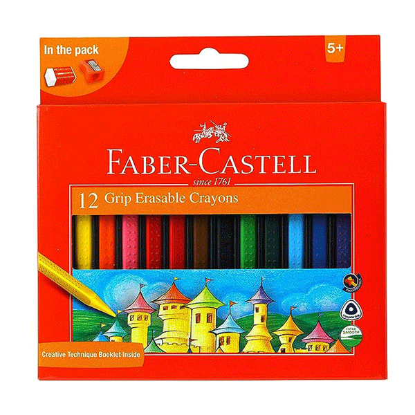 Grip Erasable Crayons – 12 Vibrant Colors with Easy Erase Function