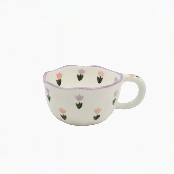 1512-19 Ceramic Mug – Pink & Purple Tulip Print Design