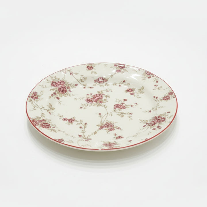 Floral-patterned plate on a white background