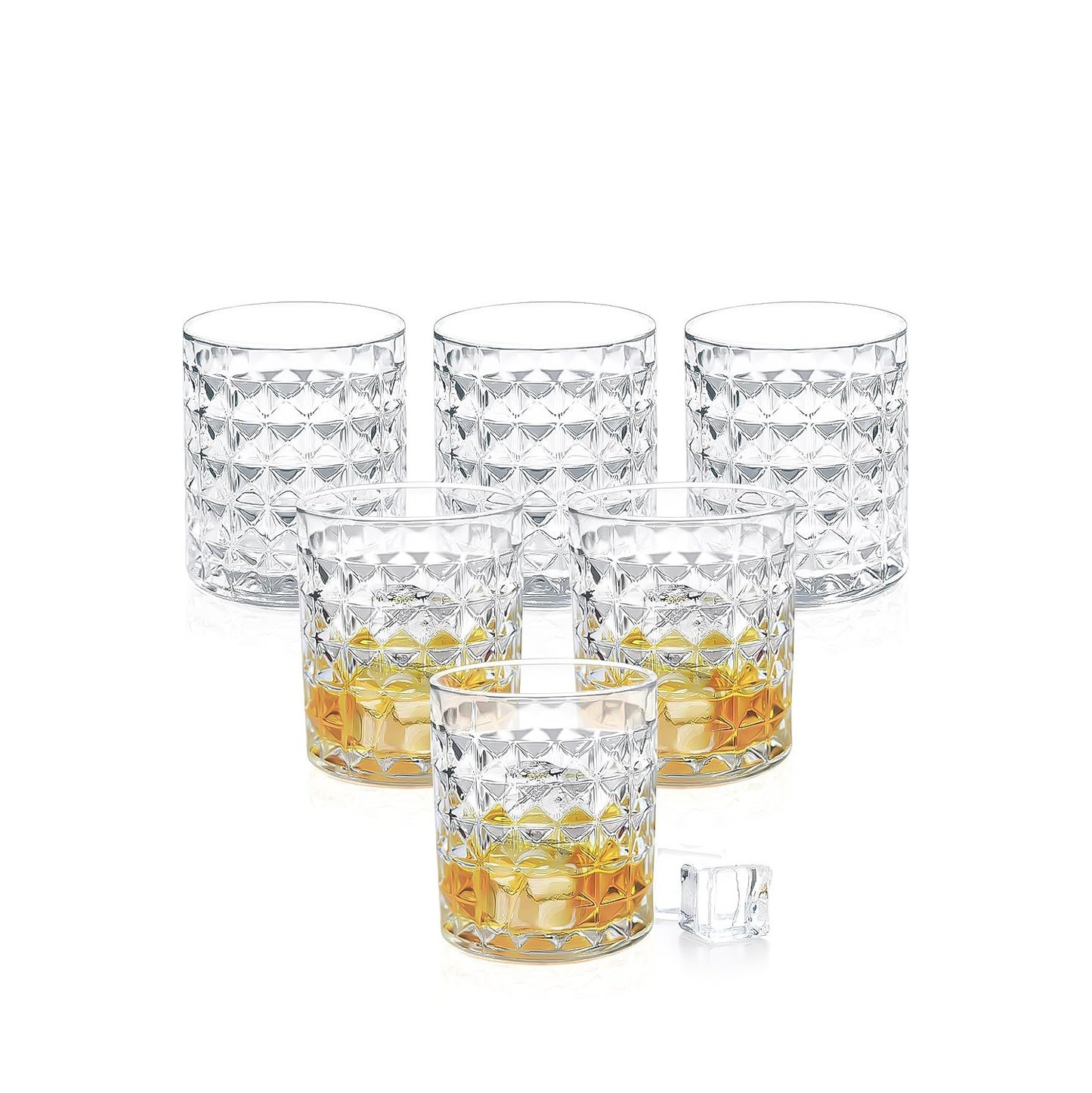 Glass Tumbler Set – 6-Piece – 290 ml – Contemporary Faceted Design – DM303