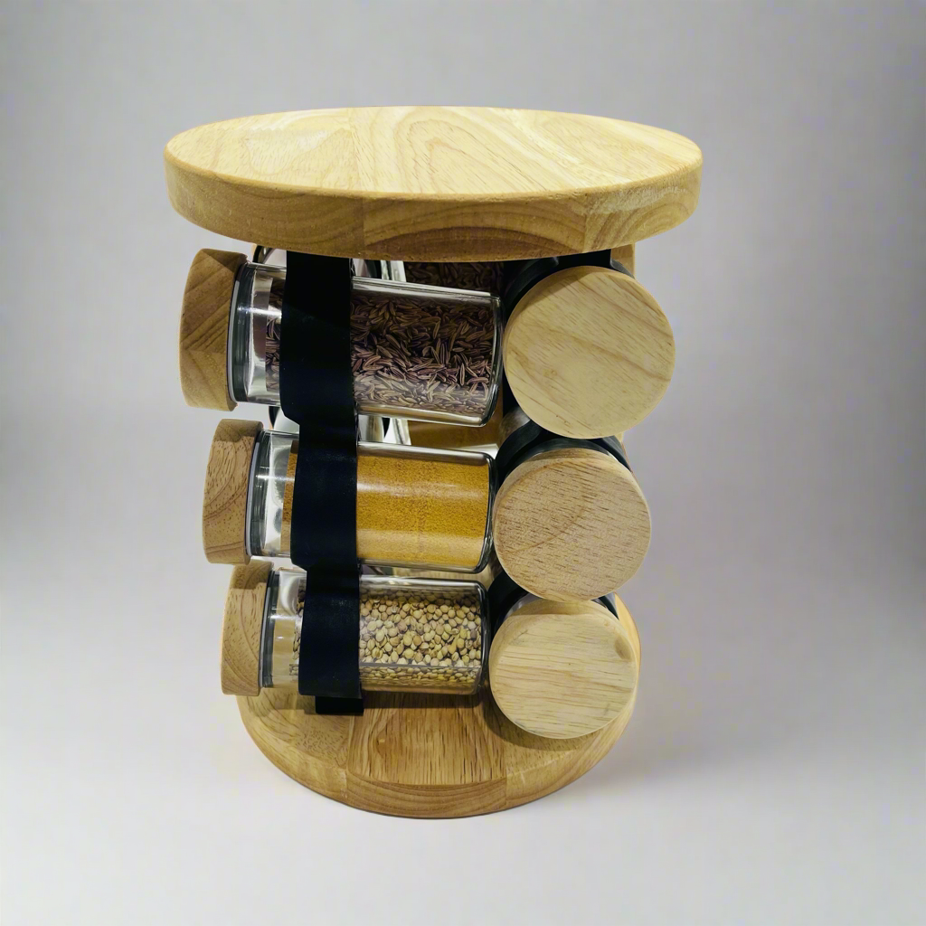 Lem230459 Wooden Rotating Spice Rack