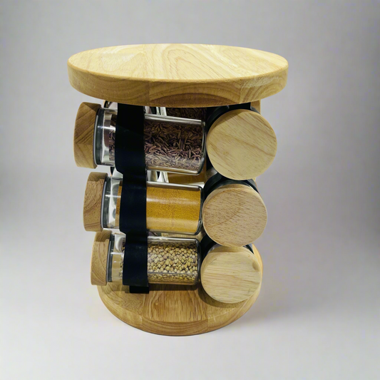 Lem230459 Wooden Rotating Spice Rack