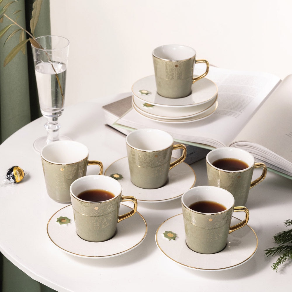 Asala Milk Cup & Saucer Olive Gold-ET2540