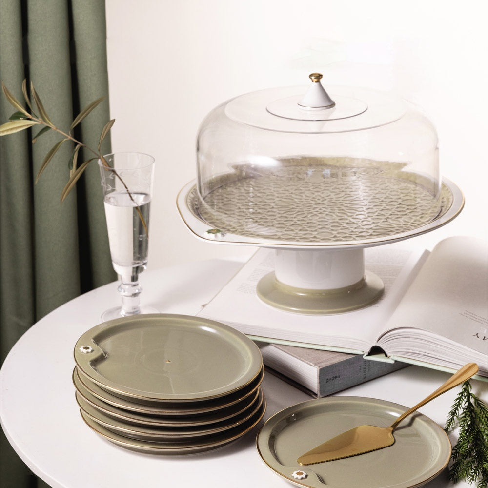 Asala Cake Serving 9PC Set Olive Gold-ET2597