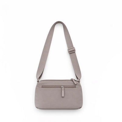 2085-06 Crossbody Bag with Multiple Zipper Compartments & Adjustable Strap – 27 × 17 cm – Pink