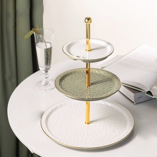 Asala 3-Layer Cake Serving Stand Olive Gold ET2639