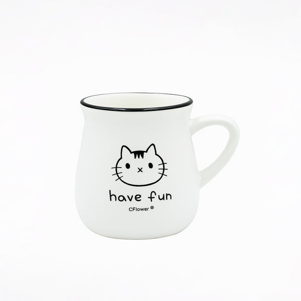 551-4 Ceramic Mug – Cute Cat “Have Fun” Print Design