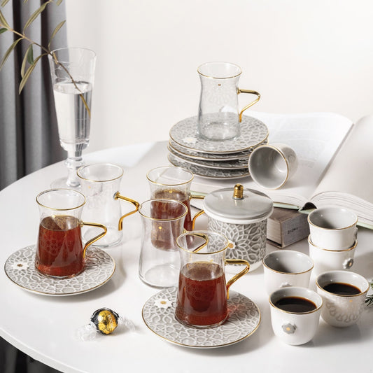 Asala Tea & Cawa Cup Set Grey Gold-ET2547