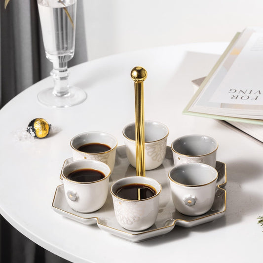 Asala Arabic Coffee Set With Stand Grey Gold-ET2592