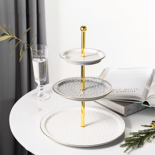 Asala 3-Layer Cake Serving Stand Grey Gold-ET2640