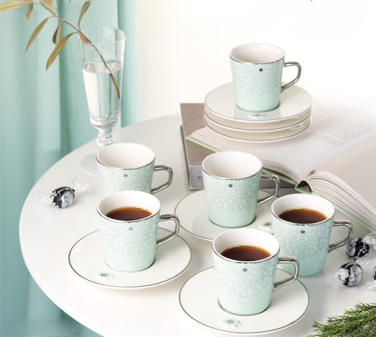 Asala Milk Cup & Saucer Aqua Silver-ET2542